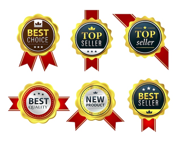 colección de insignias y etiquetas de oro de lujo