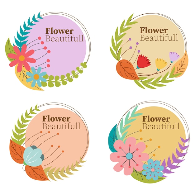 Vector colección de insignias florales de colores
