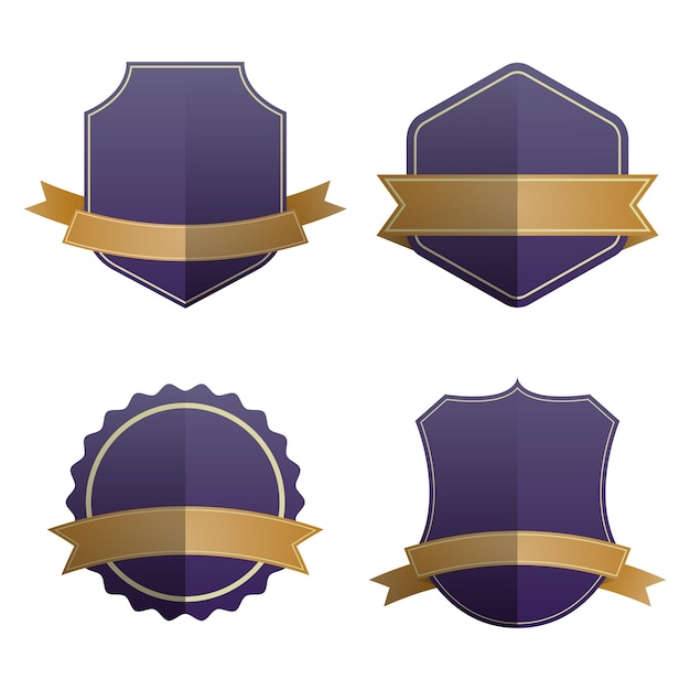 Colección de insignias en forma de escudo ilustración vectorial