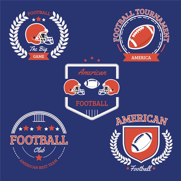 Colección de insignias de fútbol americano vintage