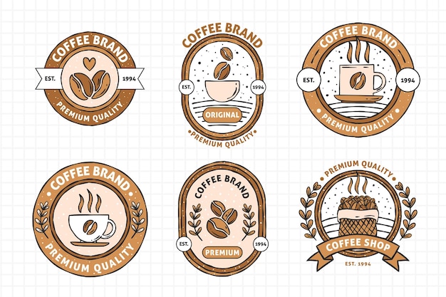 Colección de insignias de logotipo de cafetería vintage dibujadas a mano