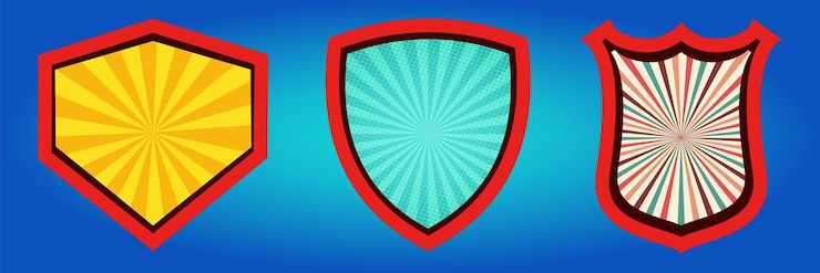 Vector colección de insignias de logotipo de superhéroe conjunto de insignia de logotipo de superhéroe en un diseño plano