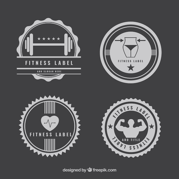 Colección de insignias monocromo de gimnasio