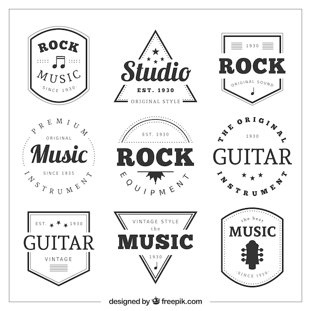 Vector colección de insignias de música retro