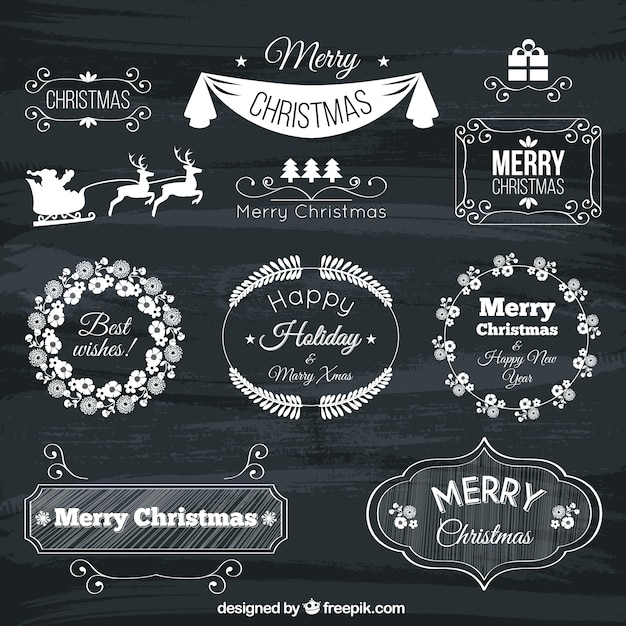 Vector colección de insignias de navidad dibujadas a mano