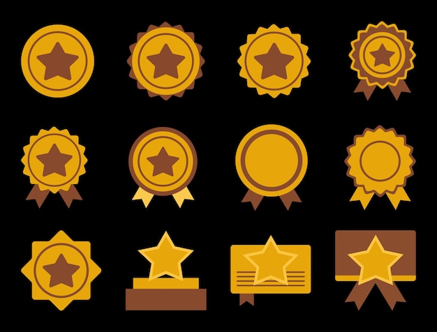 Colección de insignias de oro de diseño plano