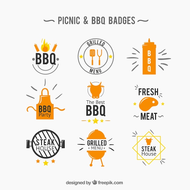 Colección de insignias de picnic y barbacoa