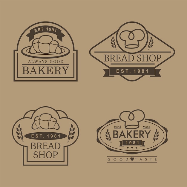 Colección de insignias retro de panadería