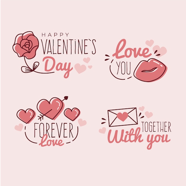 Colección de insignias de san valentín vintage