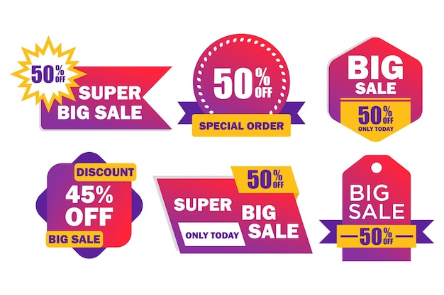 Colección de insignias de venta degradado