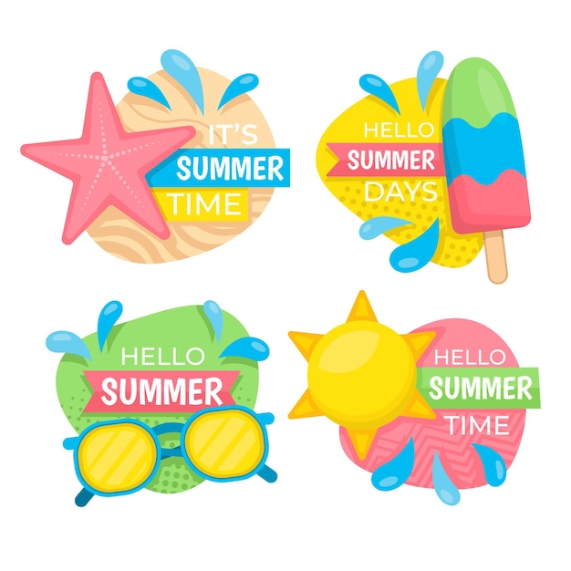 Colección de insignias de verano de diseño plano