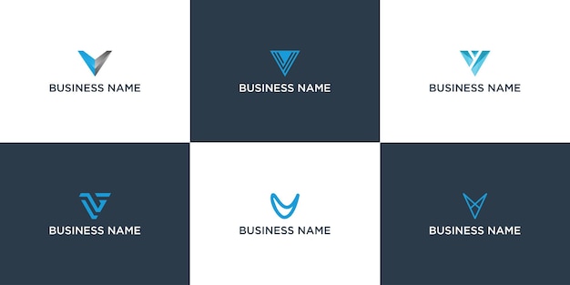 una colección de inspiración para el diseño del logotipo de la letra inicial V para negocios y tecnología