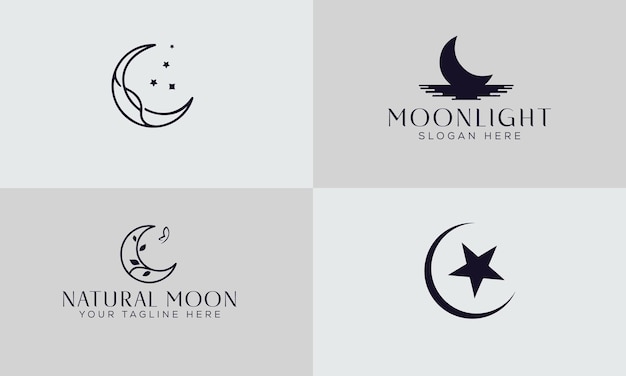 Colección de inspiración para el diseño del logotipo de la luna creciente
