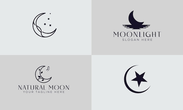 Colección de inspiración para el diseño del logotipo de la luna creciente