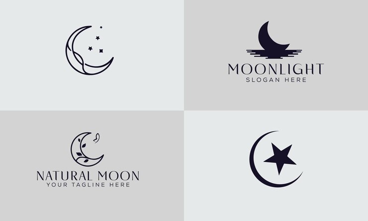 Vector colección de inspiración para el diseño del logotipo de la luna creciente