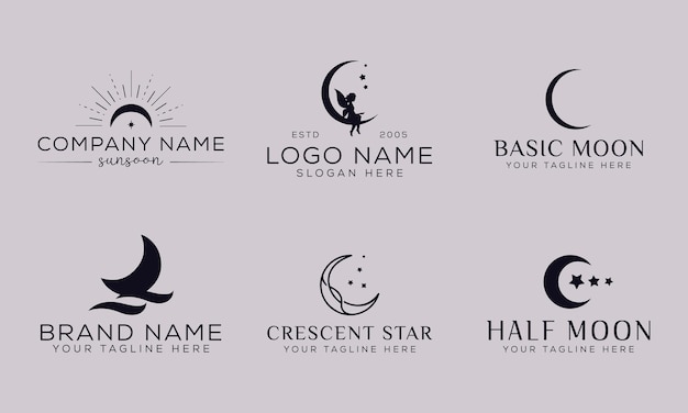Colección de inspiración para el diseño del logotipo de la luna