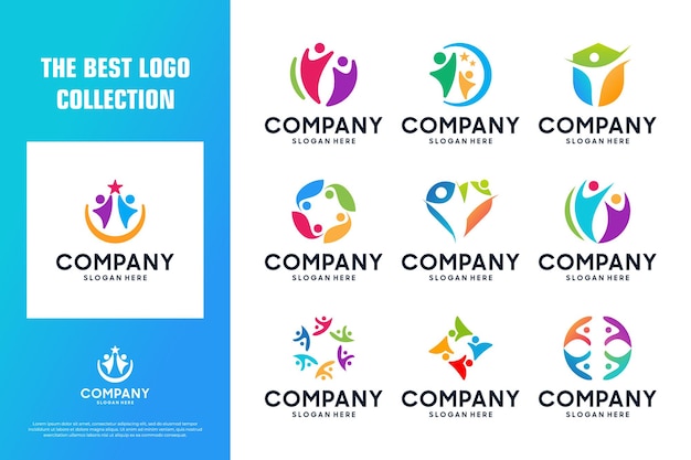 Colección de inspiración de diseño de logotipo de personas abstractas
