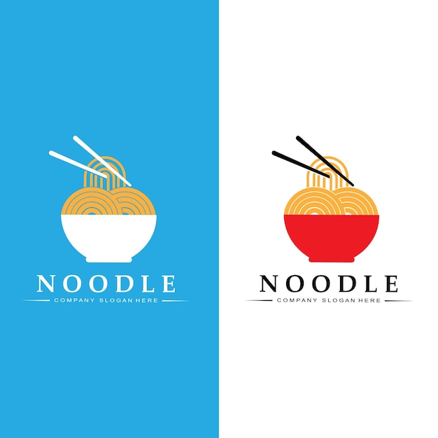 Una colección de inspiración de logotipo de fideos Comida china y plantilla de diseño de cuenco Ilustración de concepto retro