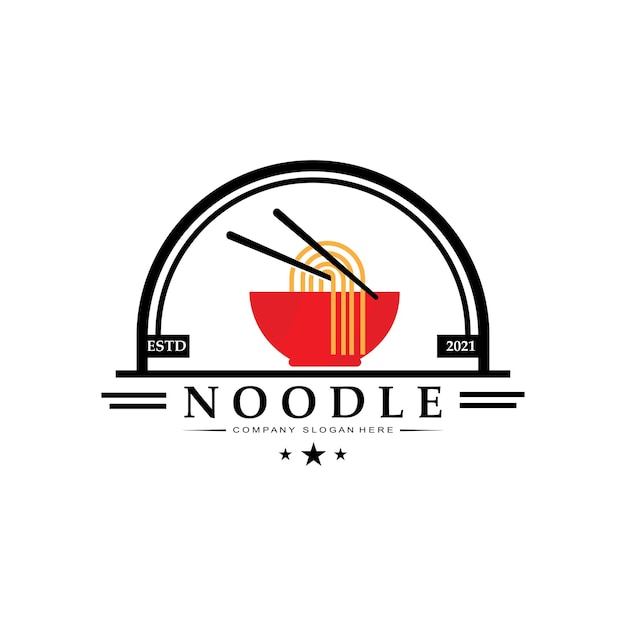 Una colección de inspiración de logotipo de fideos Comida china y plantilla de diseño de cuenco Ilustración de concepto retro