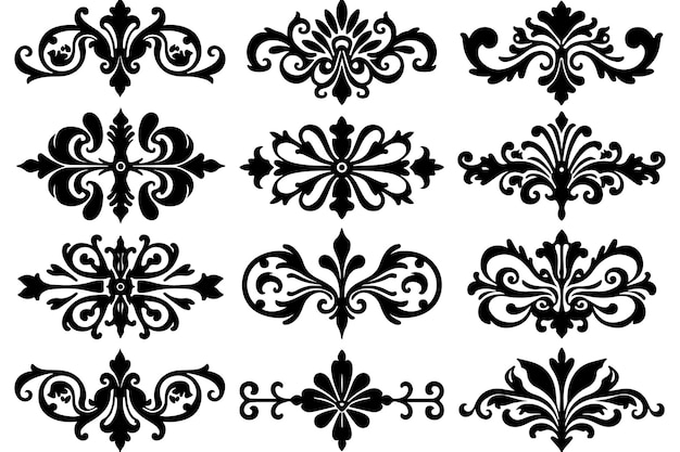Colección de intrincados diseños florales y ornamentales