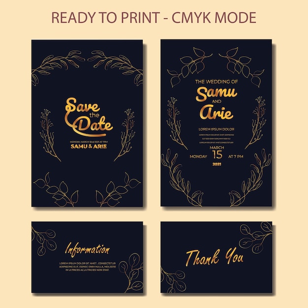 colección de invitación de boda monoline flor estilo boho de mediados de siglo
