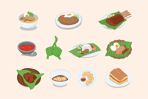 Colección de juegos de comida popular de Indonesia