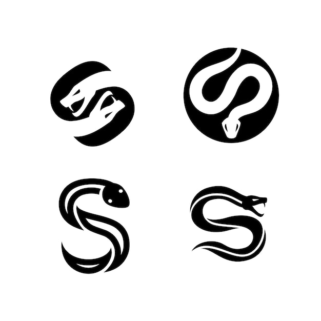 Colección de juegos de diseños de iconos del logotipo de la letra inicial de la serpiente