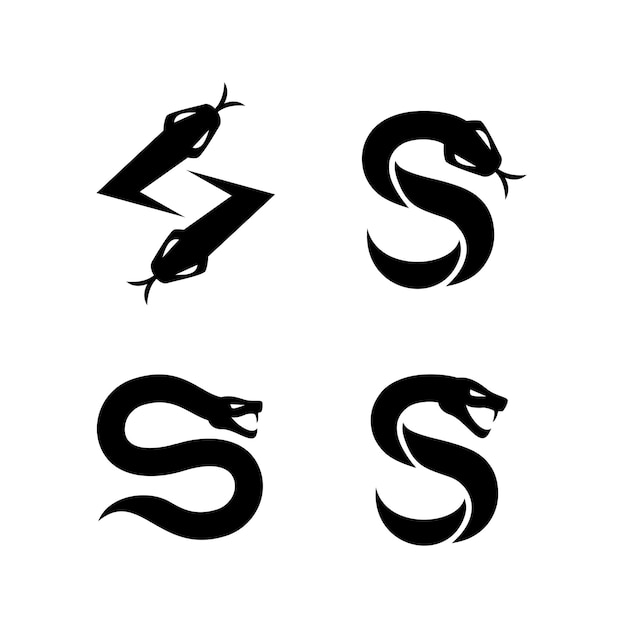 Colección de juegos de diseños de iconos del logotipo de la letra inicial de la serpiente