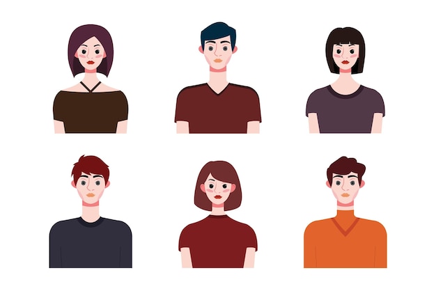 Colección de juegos de personas diseño de avatar Personajes para redes sociales y sitios web de redes app des