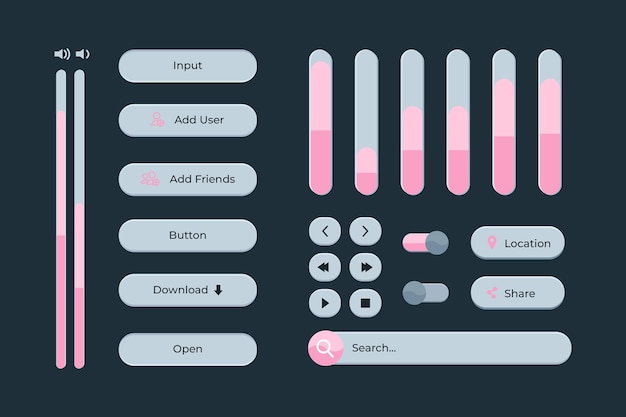 Colección de kit de interfaz de usuario de diseño plano