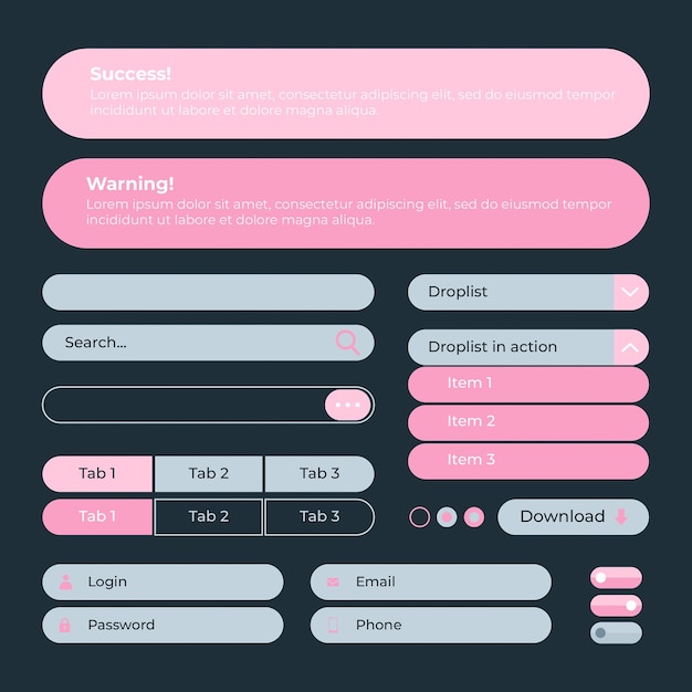 Colección de kit de interfaz de usuario de diseño plano