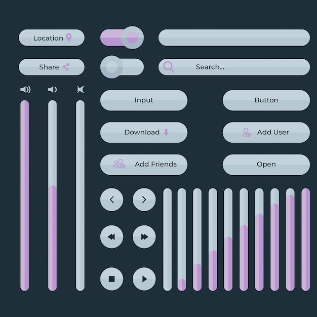 Colección de kit de interfaz de usuario de diseño plano