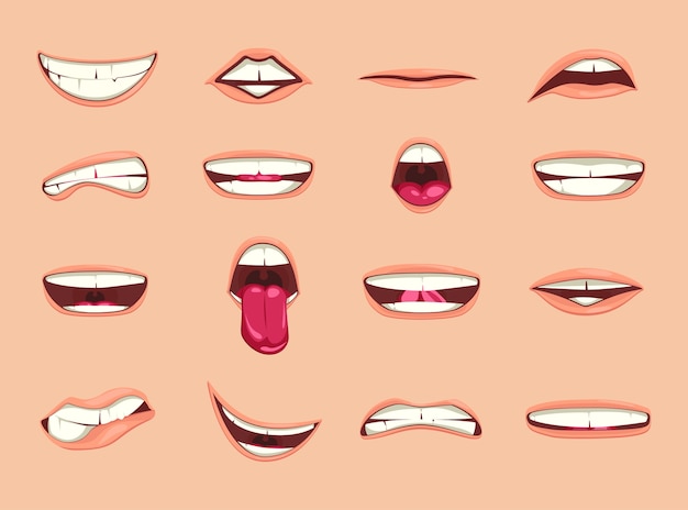 Vector colección de labios de dibujos animados.