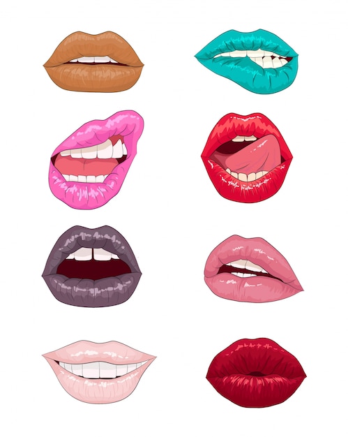 Vector colección de labios de mujer