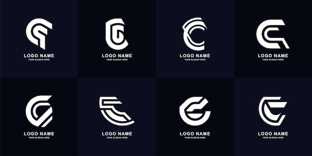 Colección letra C o diseño de logotipo de monograma CC