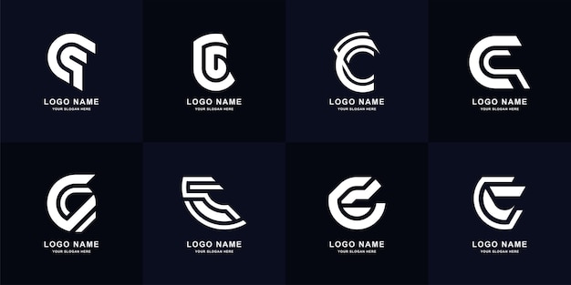 Colección letra c o diseño de logotipo de monograma cc