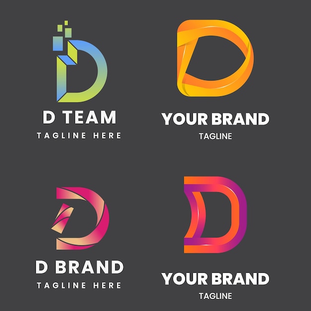 Colección de la letra D de la tecnología plantilla de diseño del logotipo Símbolo de iniciales para la creación de empresas Arti