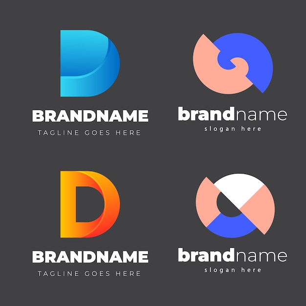 Colección de la letra D de la tecnología plantilla de diseño del logotipo Símbolo de iniciales para la creación de empresas Arti