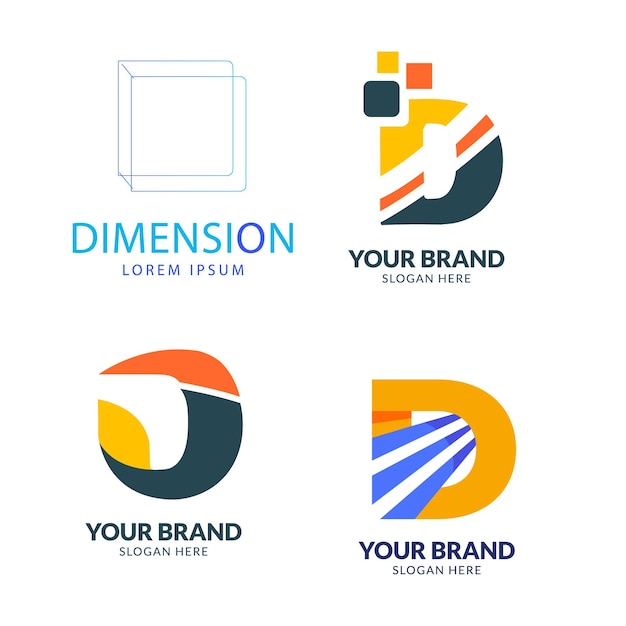 Colección de la letra D de la tecnología plantilla de diseño del logotipo Símbolo de iniciales para la creación de empresas Arti