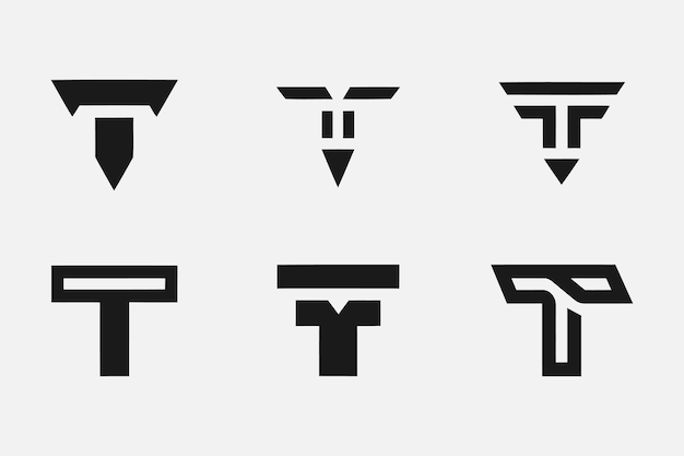 Colección de letras del alfabeto minimalista moderno T logotipo Set de iconos de la letra T de forma mínima