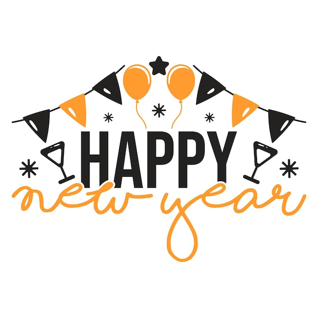 Colección de letras de año nuevo elementos de año nuevo pegatinas de feliz año nuevo diseños