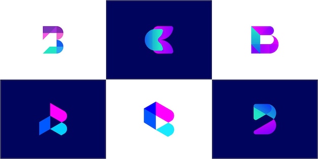Una colección de letras B creativas y otras con inspiración colorida. de lujo, tecnología