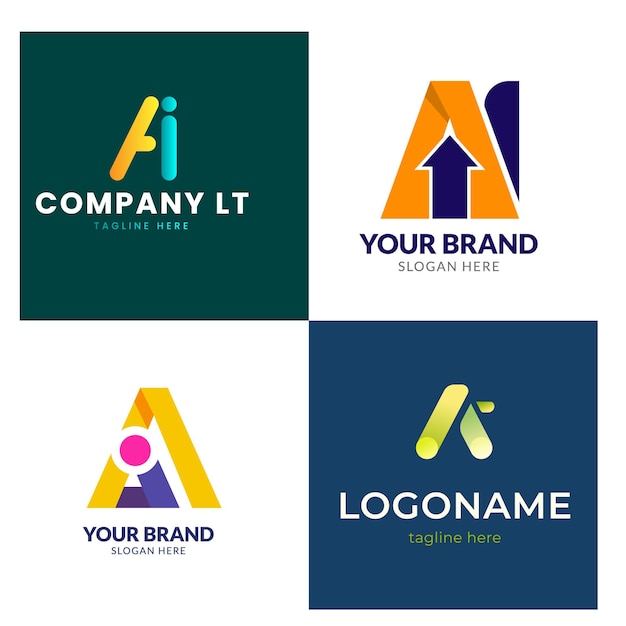 Colección de letras creativas Diseño de logotipo de IA Diseño de íconos vectoriales abstractos Ilustración