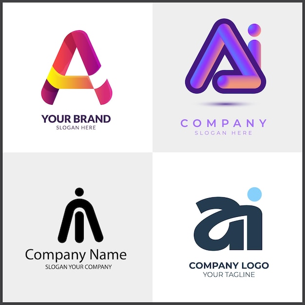 Colección de letras creativas Diseño de logotipo de IA Diseño de íconos vectoriales abstractos Ilustración