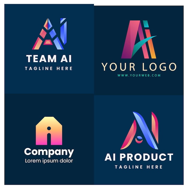 Colección de letras creativas Diseño de logotipo de IA Diseño de íconos vectoriales abstractos Ilustración