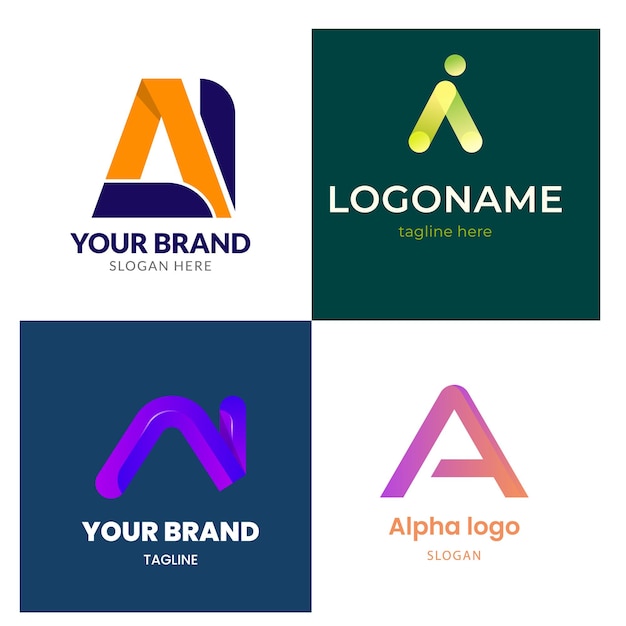 Colección de letras creativas Diseño de logotipo de IA Diseño de íconos vectoriales abstractos Ilustración