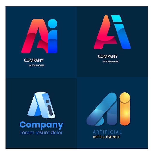 Colección de letras creativas Diseño de logotipo de IA Diseño de íconos vectoriales abstractos Ilustración