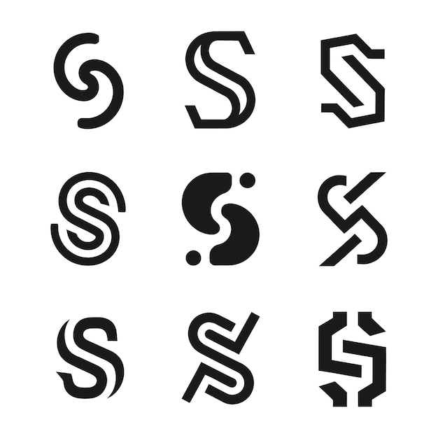 Colección de letras iniciales modernas minimalistas S logotipo Forma mínima letra del alfabeto S conjunto de iconos