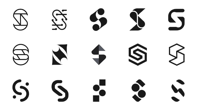 Colección de letras iniciales modernas minimalistas S logotipo Forma mínima letra del alfabeto S conjunto de iconos
