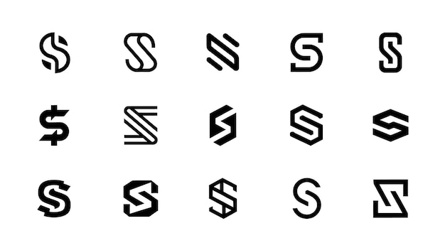 Colección de letras iniciales modernas minimalistas S logotipo Forma mínima letra del alfabeto S conjunto de iconos